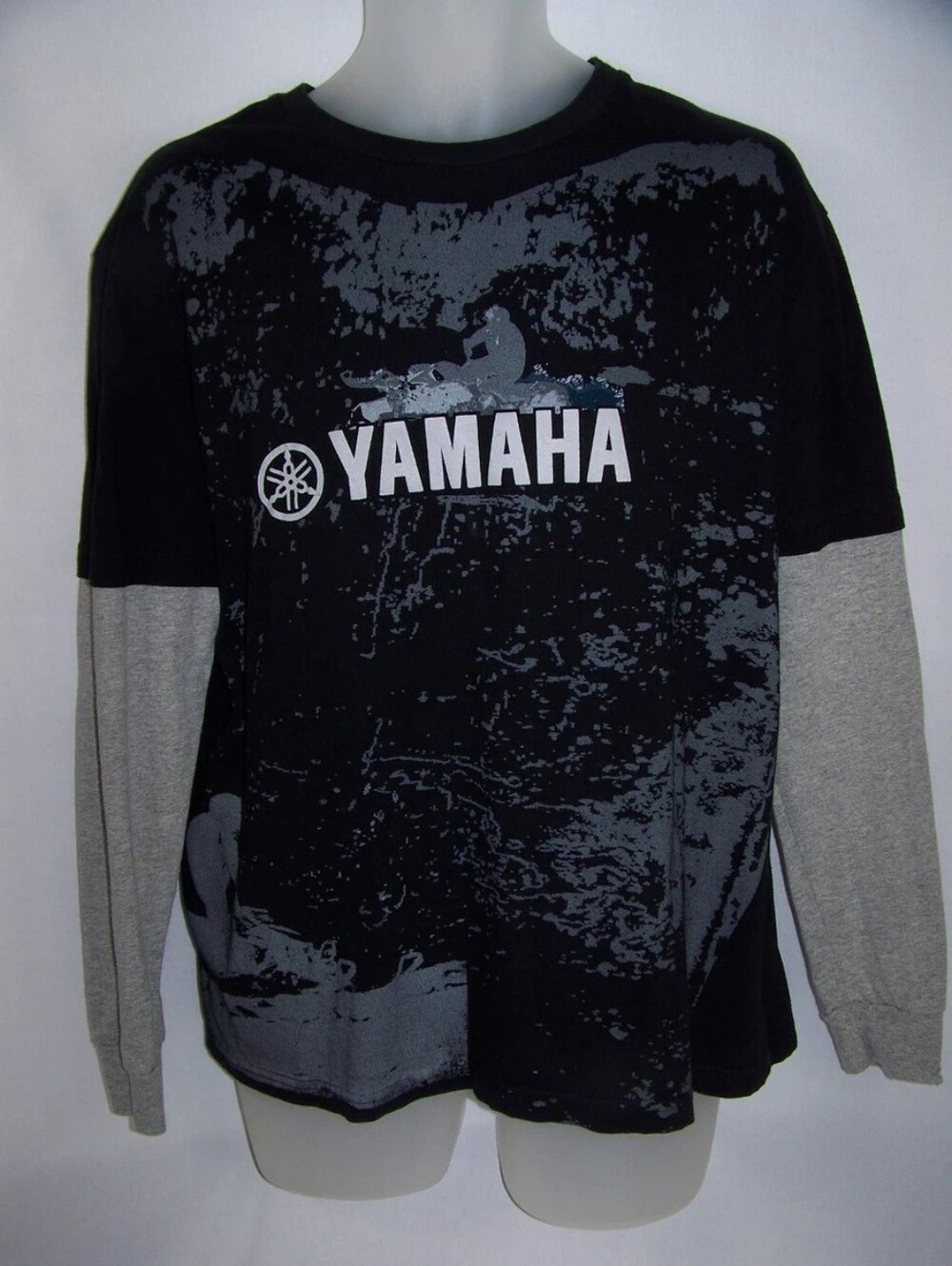 Yamaha Snowmobile Shirt Long Sleeve Black Grey Canada Cotton Mens size Medium
